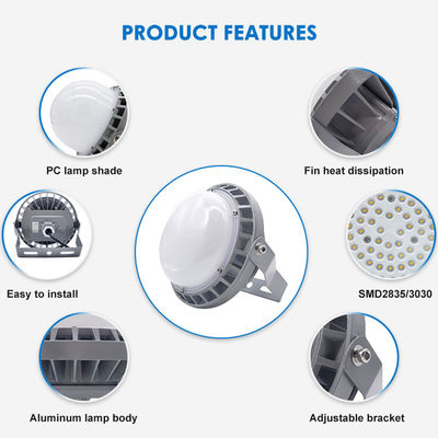 Wodoodporna przemysłowa lampa typu high bay IP65 o temperaturze barwowej 5500-6500K i konstrukcji z aluminium + szkła hartowanego