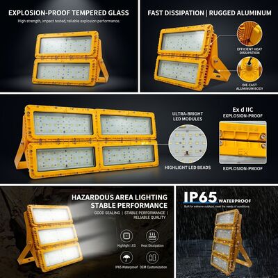 IP65 odporny na działanie pogody 600W LED światełka przeciwwybuchowa -40C/60C LUMILEDS LM-80 ATEX IIb T6 WF2