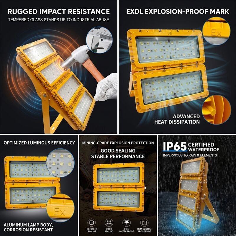 IP65 odporny na działanie pogody 600W LED światełka przeciwwybuchowa -40C/60C LUMILEDS LM-80 ATEX IIb T6 WF2